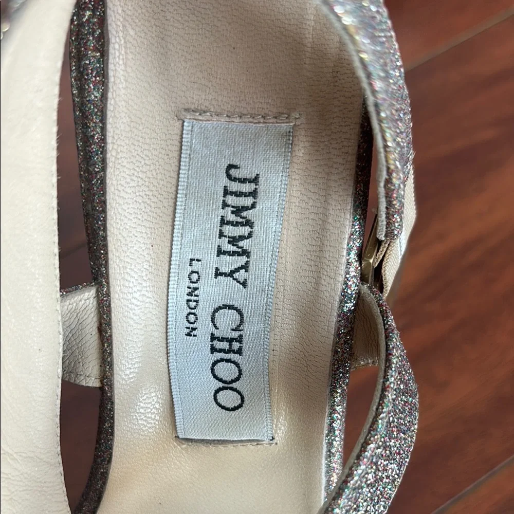 Jimmy Choo Size 40 Glitter Wedge Sandals